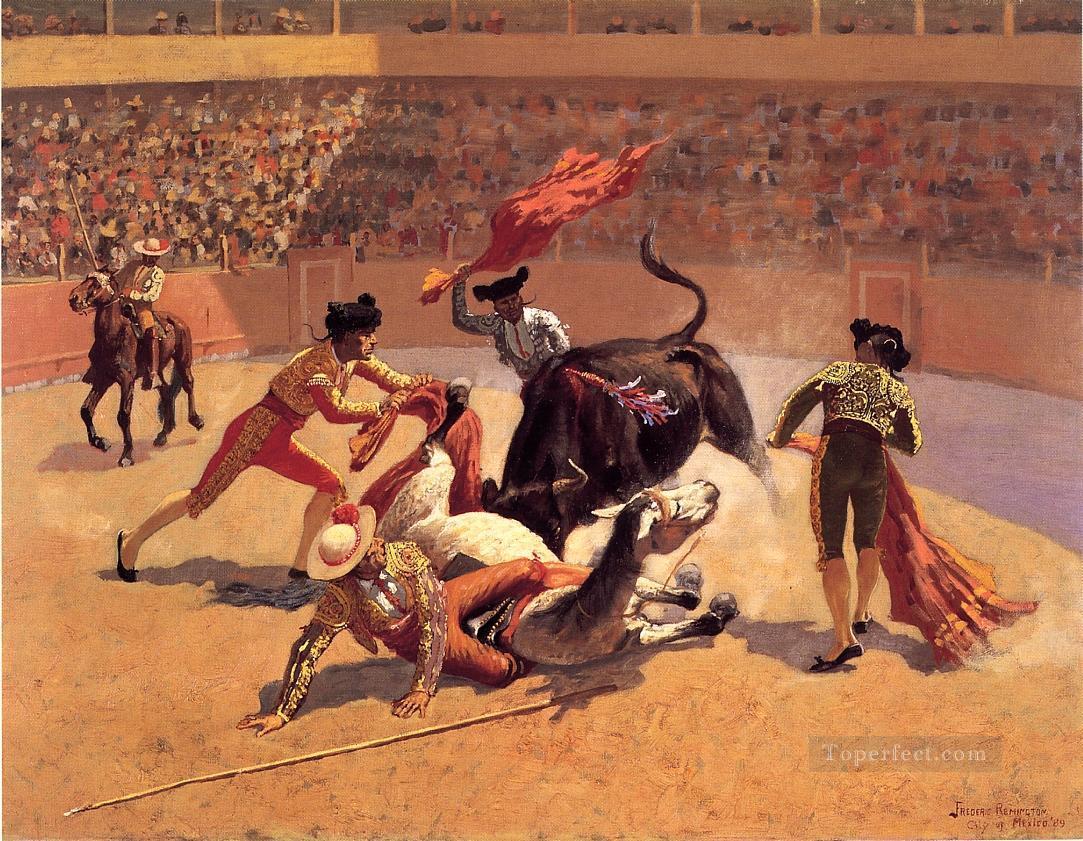 Bull Fight in Mexico Old American West Frederic Remington Oil Paintings